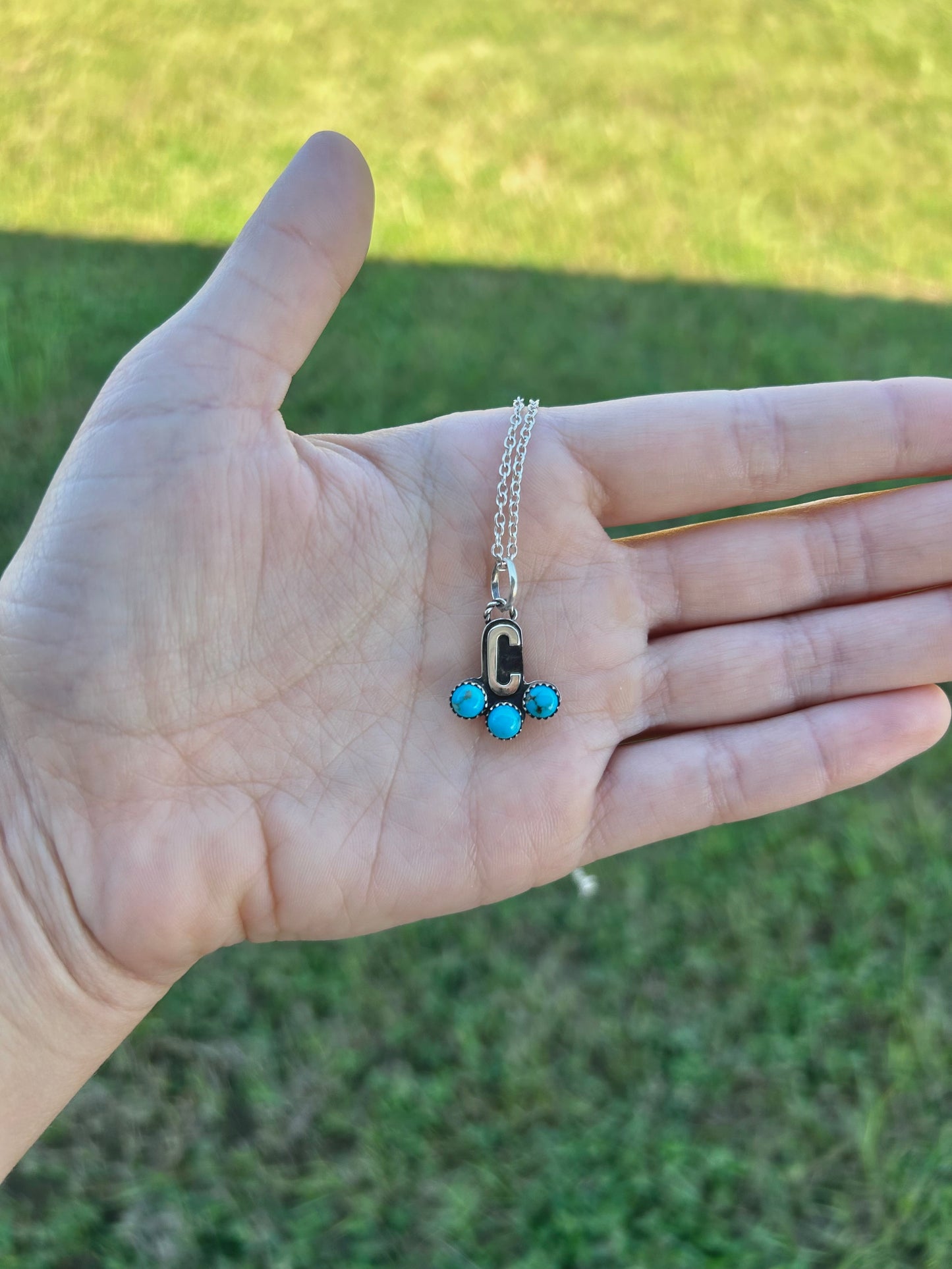 Triple Stone Letter Pendant