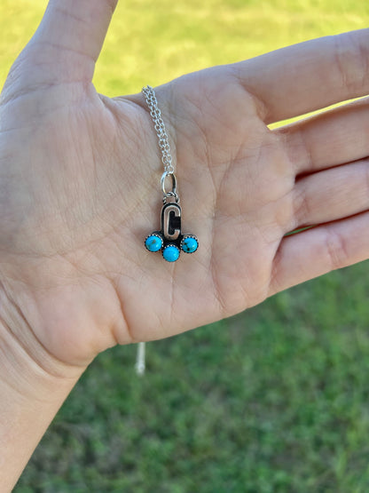 Triple Stone Letter Pendant