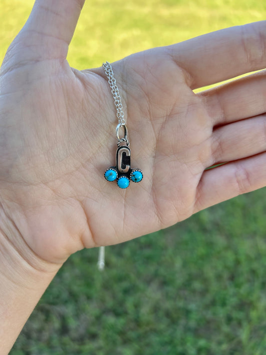 Triple Stone Letter Pendant